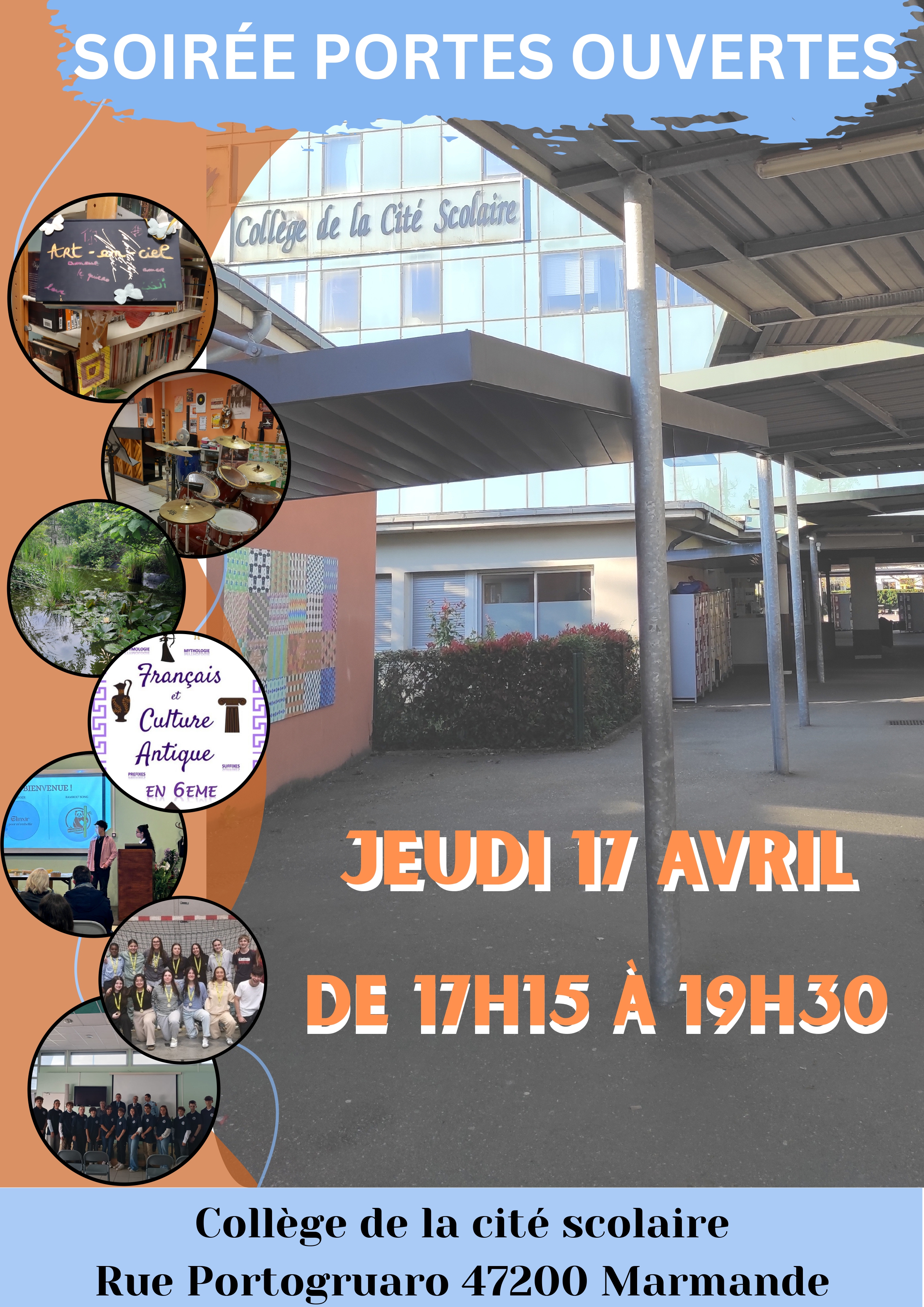 Portes ouvertes du collège le 17 avril, de 17h15 à 19h30